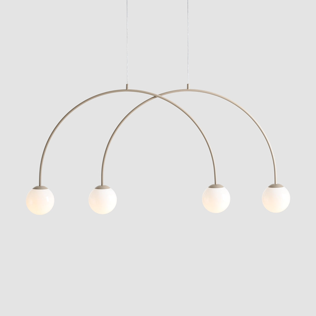 Produktbillede af Twiggy Loftlampe i beige farvet metal og 4 hvide glaskupler bredde 130 cm. på tilbud i høj kvalitet
