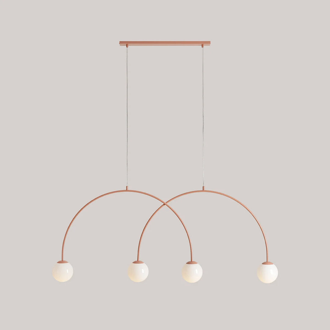 Produktbillede af Twiggy Loftlampe i koral farvet metal og 4 hvide glaskupler bredde 149 cm. på tilbud i høj kvalitet