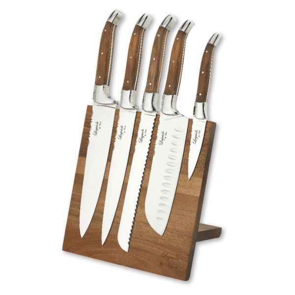Produktbillede af Laguiole By Haws Chef Knivsæt Med Blok Oliven 6 Dele på tilbud i premium kvalitet