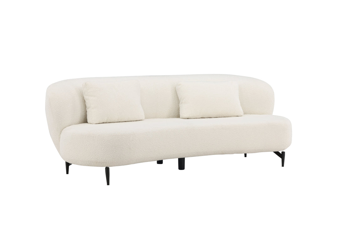 VENTURE DESIGN Luna 3 pers. sofa hvid bouclé stof og sort metal