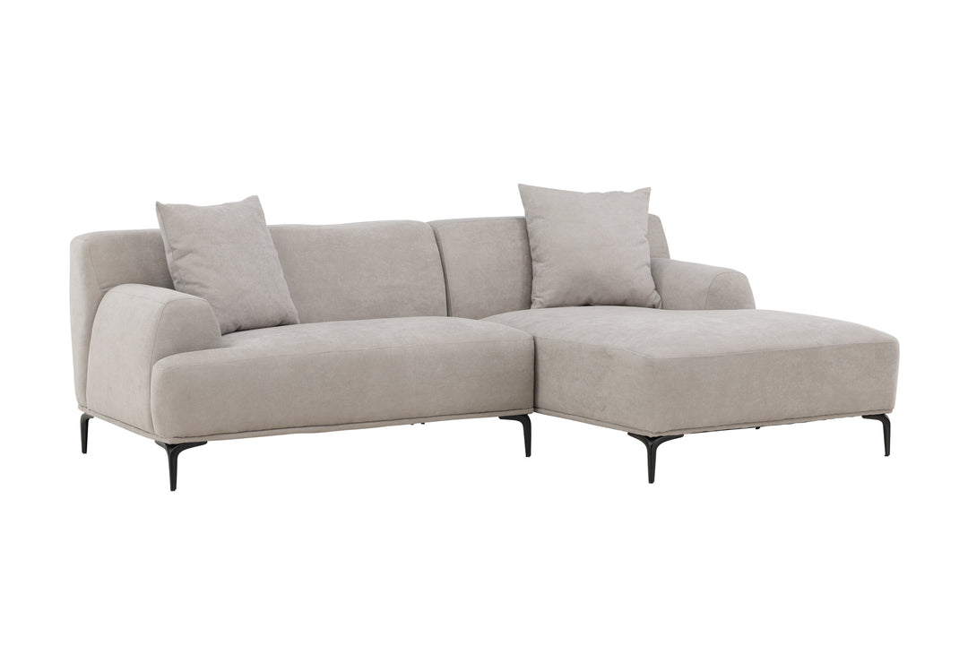 VENTURE DESIGN Viskan sofa m. chaiselong lysegrå polyester og mat sort metal