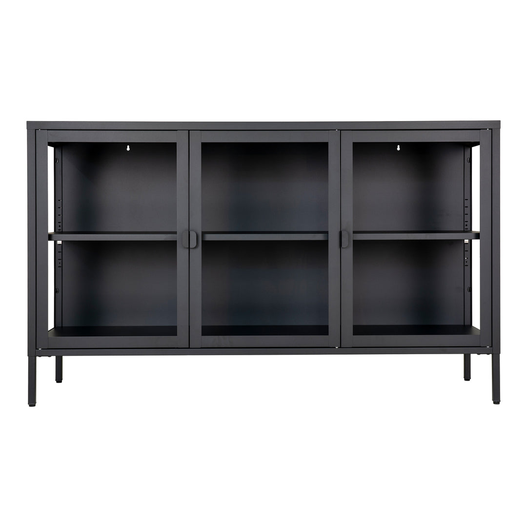 HOUSE NORDIC Brisbane skænk m. 3 glaslåger sort stål 140x40