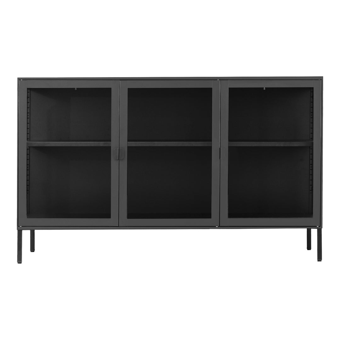 Produktbillede af House Nordic Brisbane Skænk/vitrineskab m/ glaslåger sort 140 i premium kvalitet