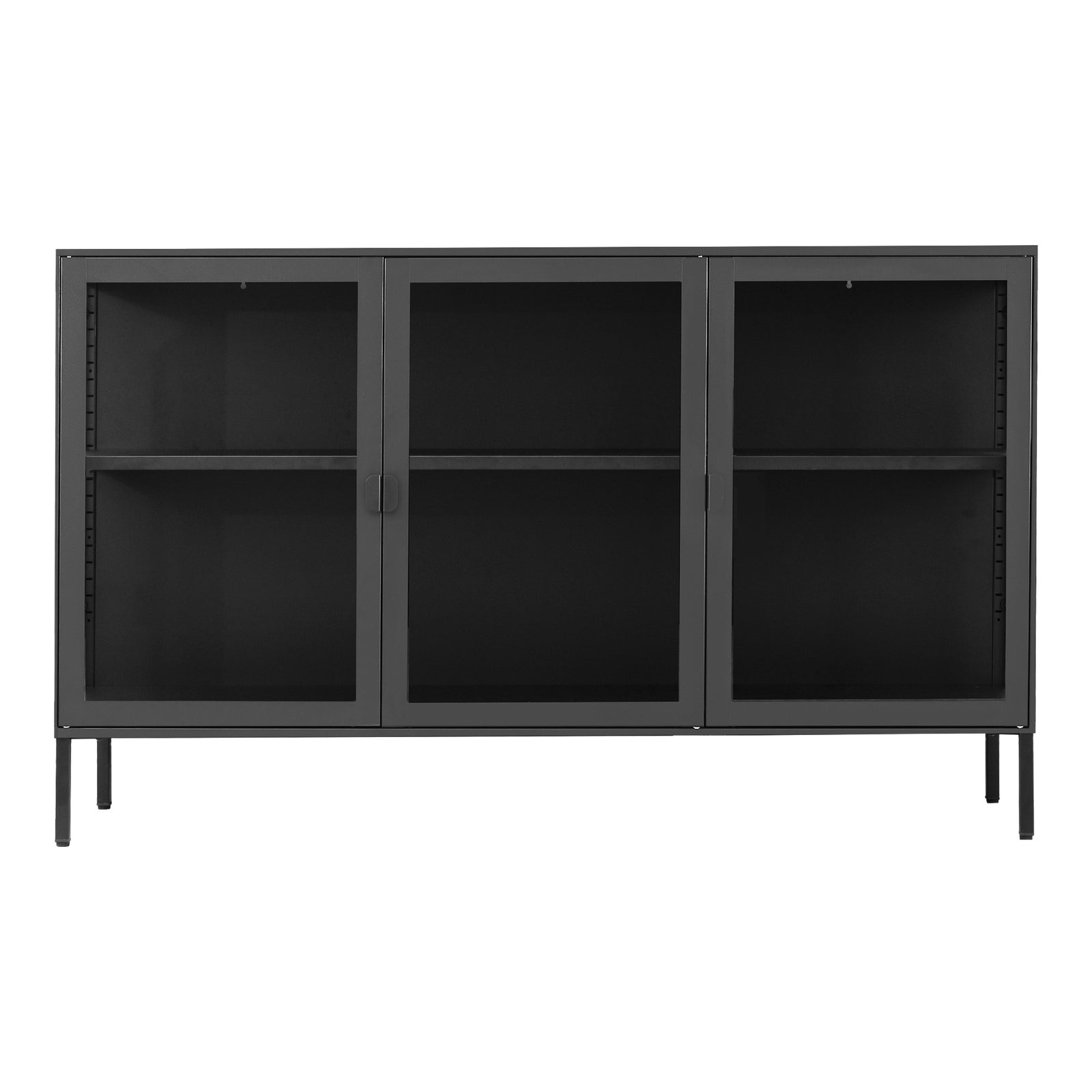 Produktbillede af House Nordic Brisbane Skænk/vitrineskab m/ glaslåger sort 140 i premium kvalitet