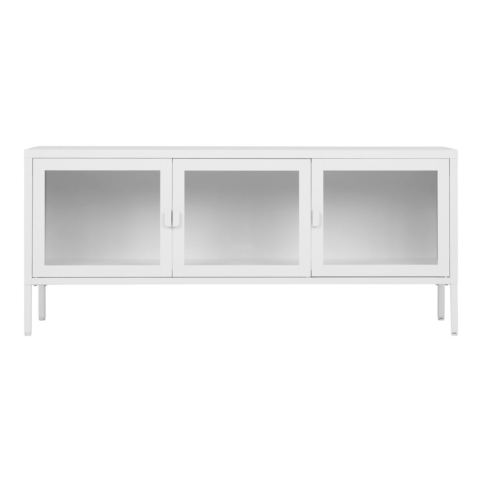 Produktbillede af HOUSE NORDIC Brisbane TV-bord m. 3 glaslåger hvid stål 130x40 i premium kvalitet
