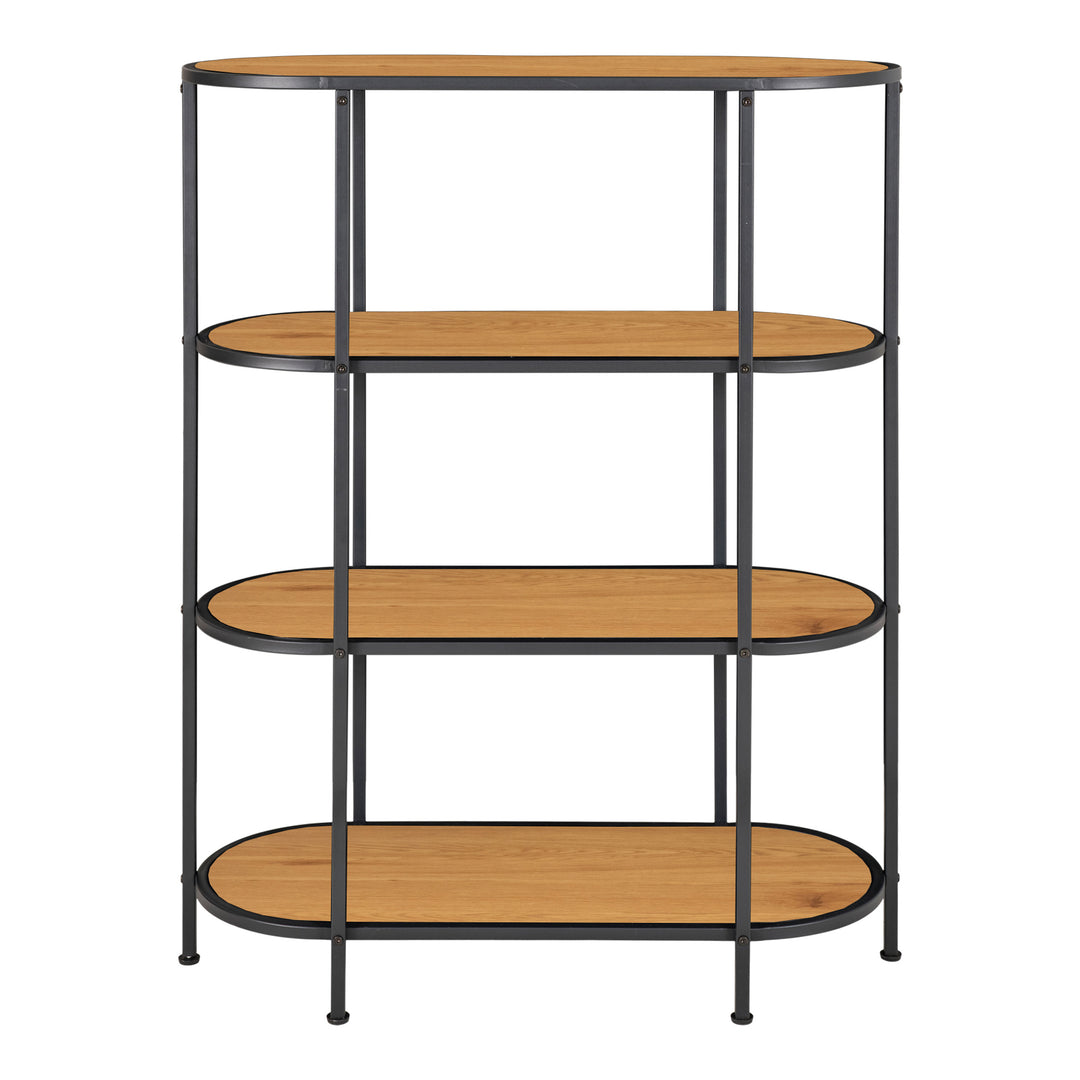 HOUSE NORDIC Vita reol m. 4 hylder natur melaminfolie og sort stål H:111cm x85cm x cm