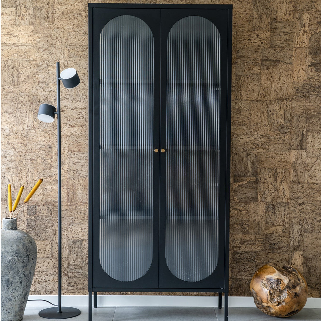 Produktbillede af Castelli Vitrineskab i metal og riflet glas bredde 80 cm. på tilbud i høj kvalitet