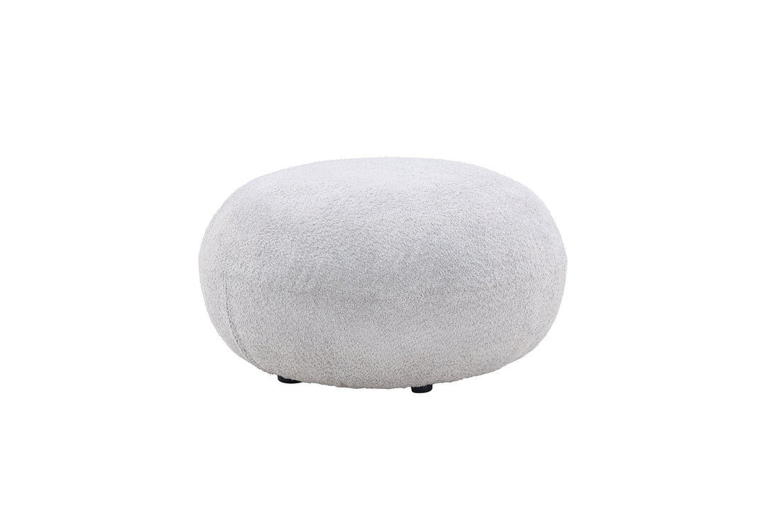 VENTURE DESIGN Bologna puf rund lysegrå polyester bamsestof og MDF Ø74