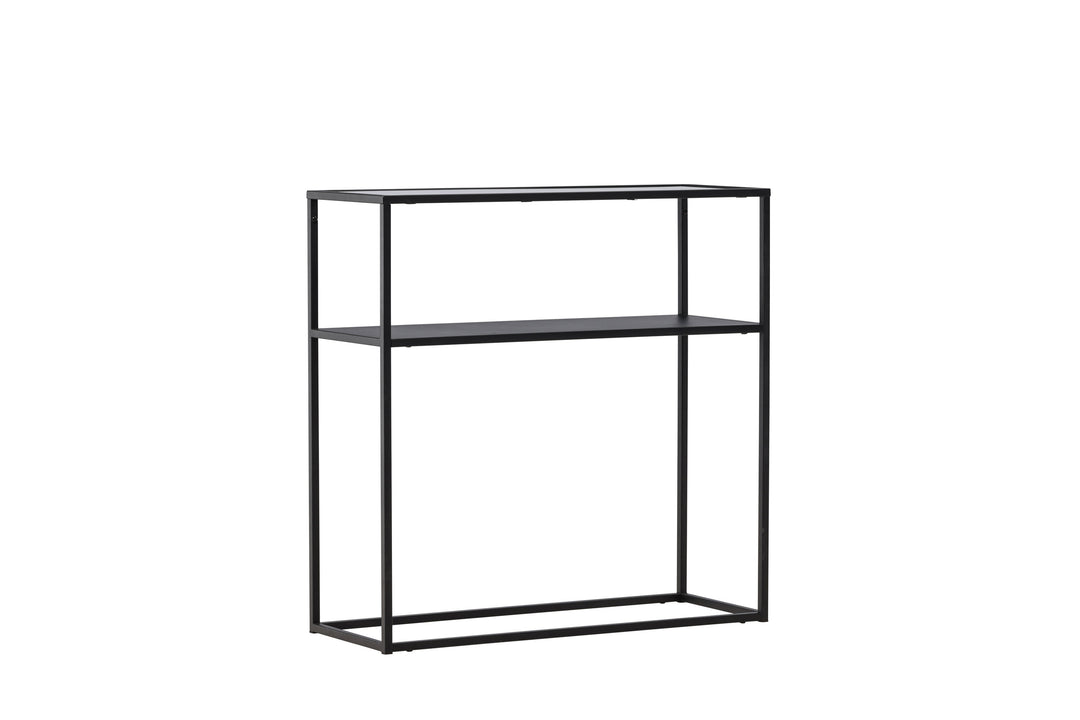 VENTURE DESIGN Bogóta sidebord m. 1 hylde glas og sort stål 80x30