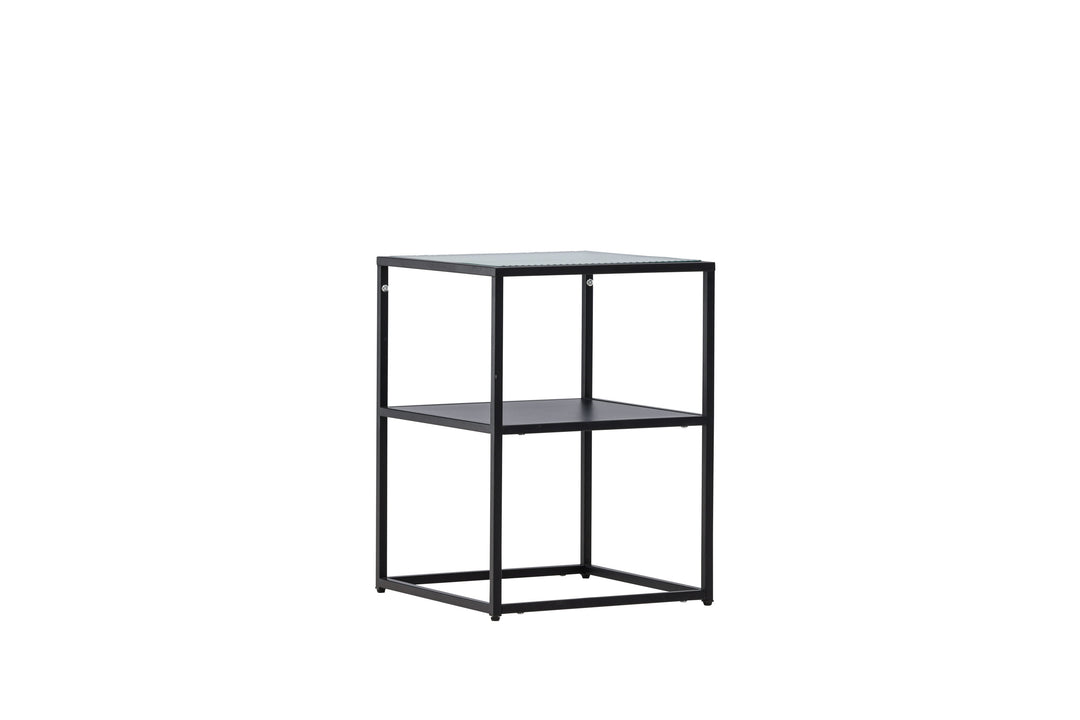 VENTURE DESIGN Sao Paulo sidebord m. 1 hylde glas og sort stål 40x40