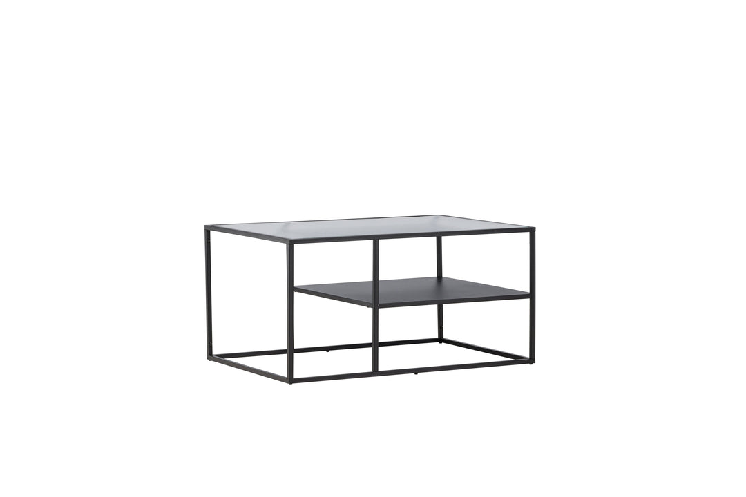 VENTURE DESIGN Campinas sofabord m. 1 hylde glas og sort stål 90x60