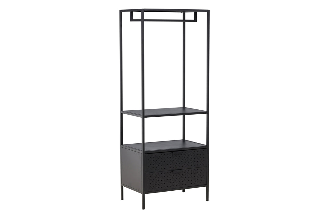 VENTURE DESIGN Malibu tøjstativ m. 1 bøjlestang 1 hylde og 2 skuffer sort stål