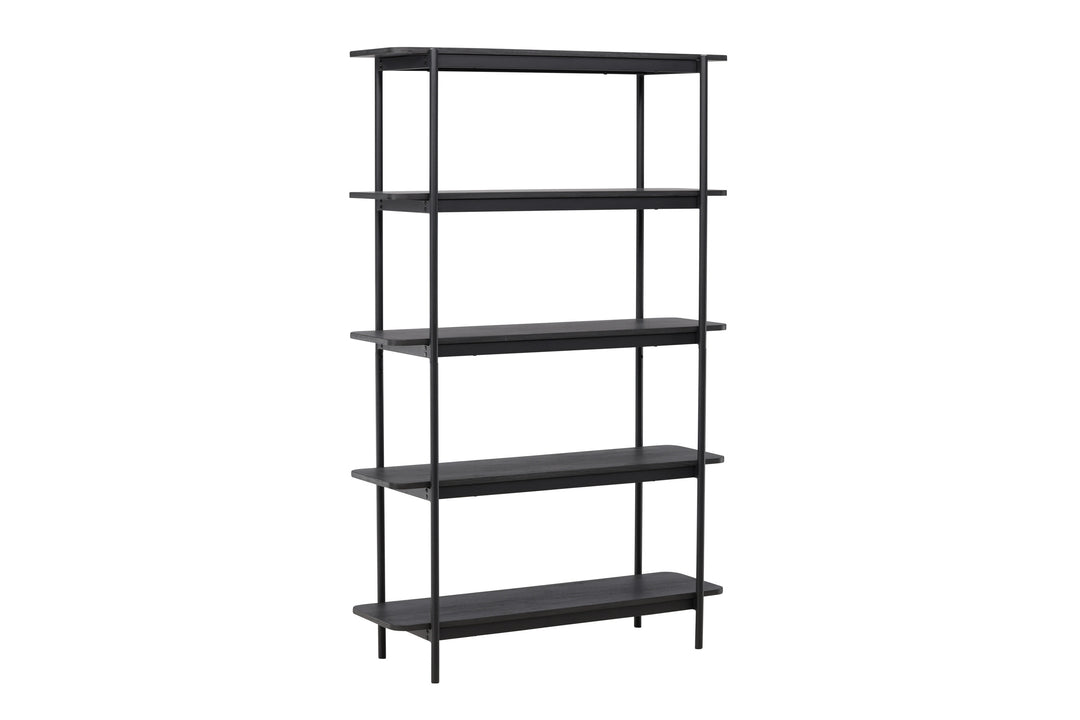 VIND COLLECTION Heim reol 190 cm m. 5 hylder sort MDF og stål