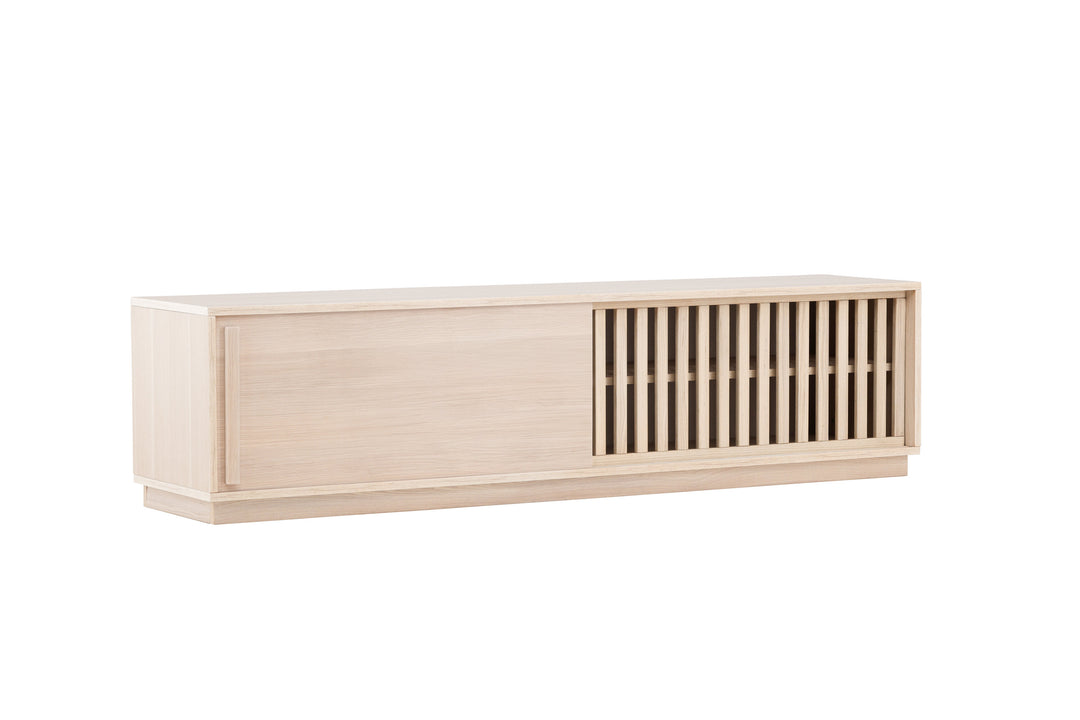 VENTURE DESIGN Lugo TV-bænk m. 2 skydelåger og hylde hvidvasket melamin 180x40