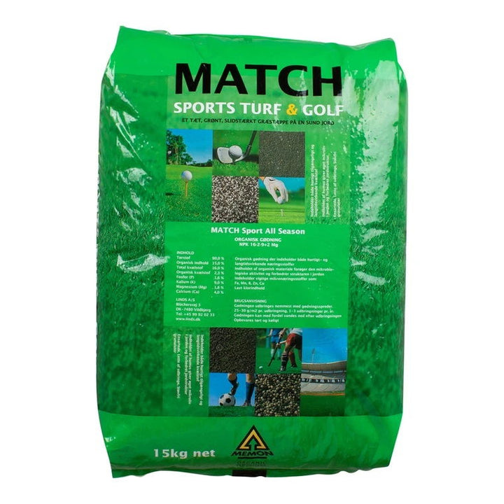 Produktbillede af MEMON Match Sport Gødning 16-2-9 + 2 Mg organisk 15 kg på tilbud i høj kvalitet