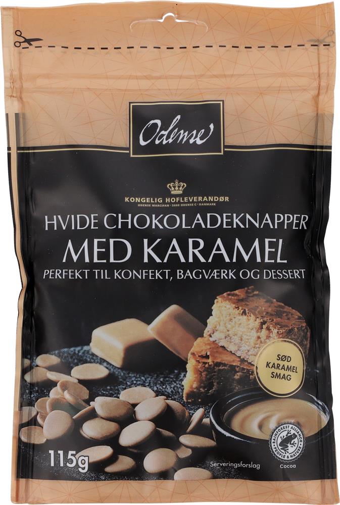 Produktbillede af Chokoladedråber Hvide Med Karamel 115 g på tilbud i premium kvalitet