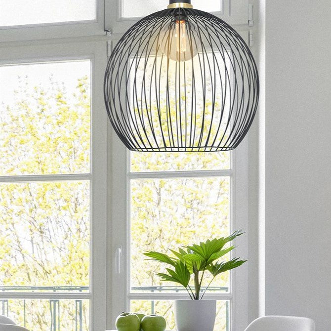 Produktbillede af Diseno Loftlampe rund i sort metaltråd på tilbud i høj kvalitet