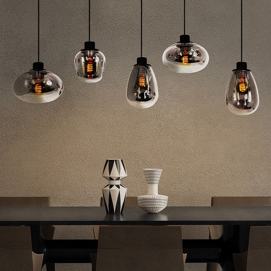 Produktbillede af Alhambra loftlampe med fem røgfarvede glaskupler på tilbud i høj kvalitet