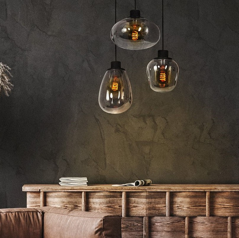 Produktbillede af Alhambra loftlampe med tre røgfarvede glaskupler på tilbud i høj kvalitet