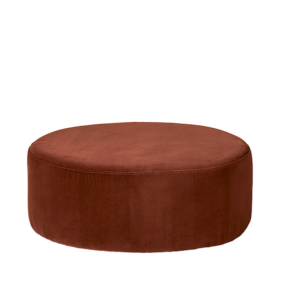 Produktbillede af Broste CPH Puf i velour rød/caramel i premium kvalitet