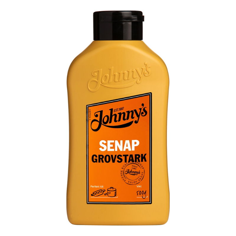 Produktbillede af Johnnys Grovstærk Sennep 500g på tilbud i premium kvalitet