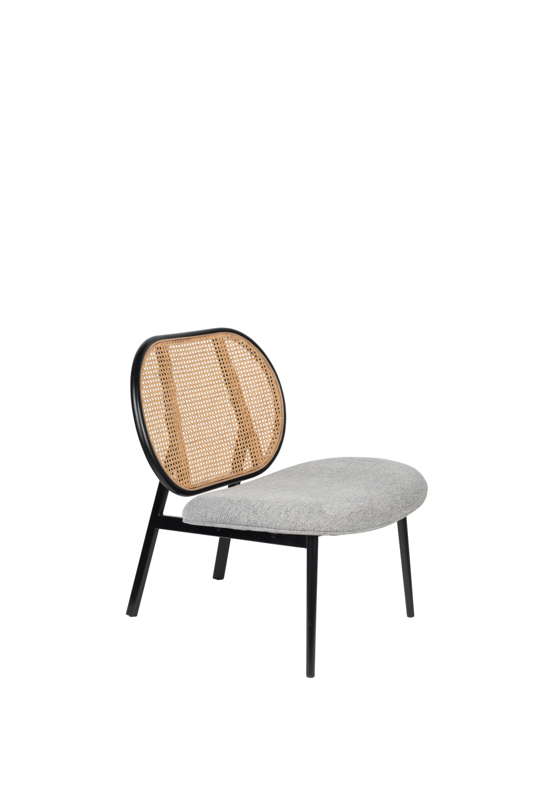 Produktbillede af ZUIVER Spike loungestol natur rattan grå polyester og sort stål i premium kvalitet