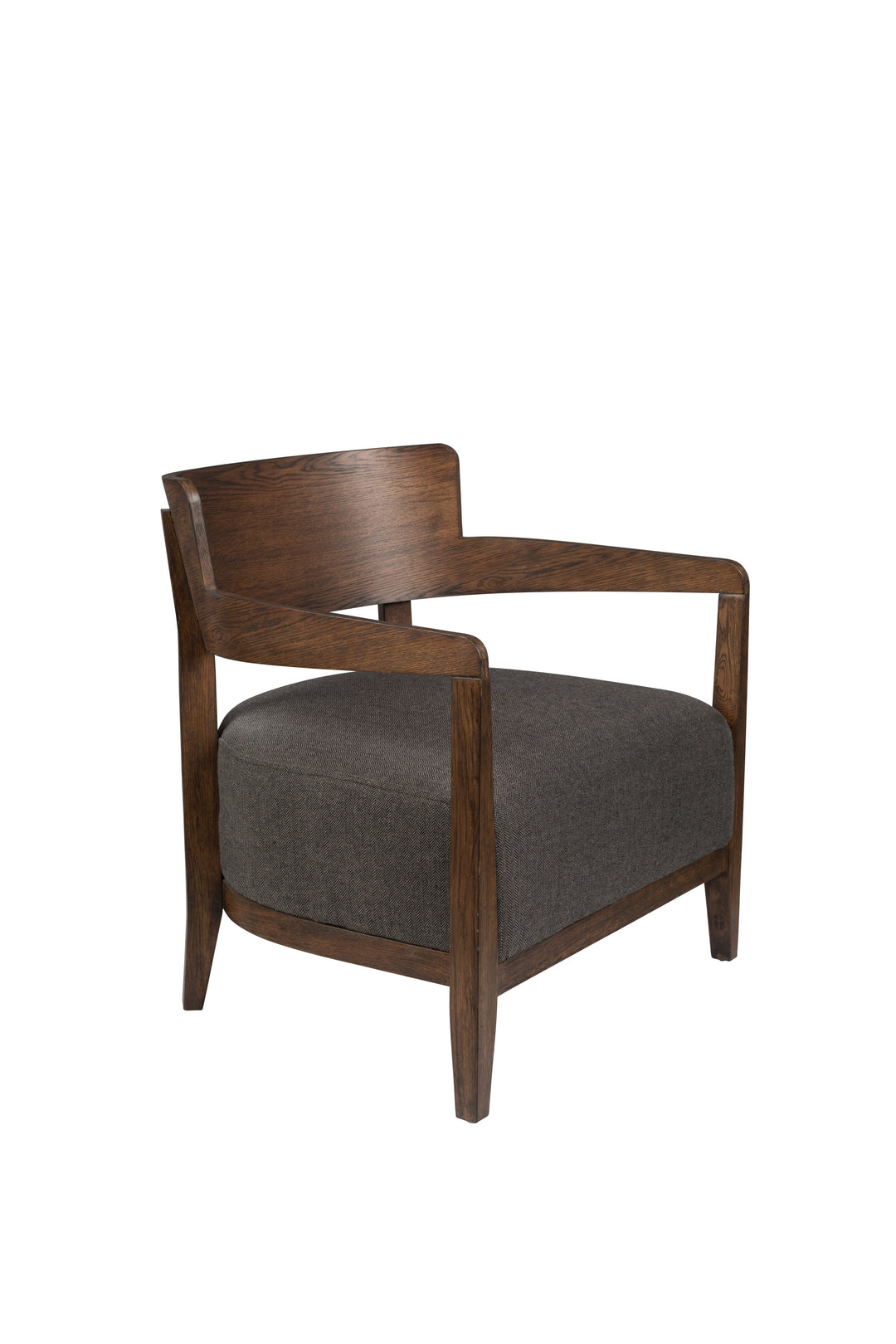 DUTCHBONE Duran loungestol m. armlæn grå polyester og brun egetræ