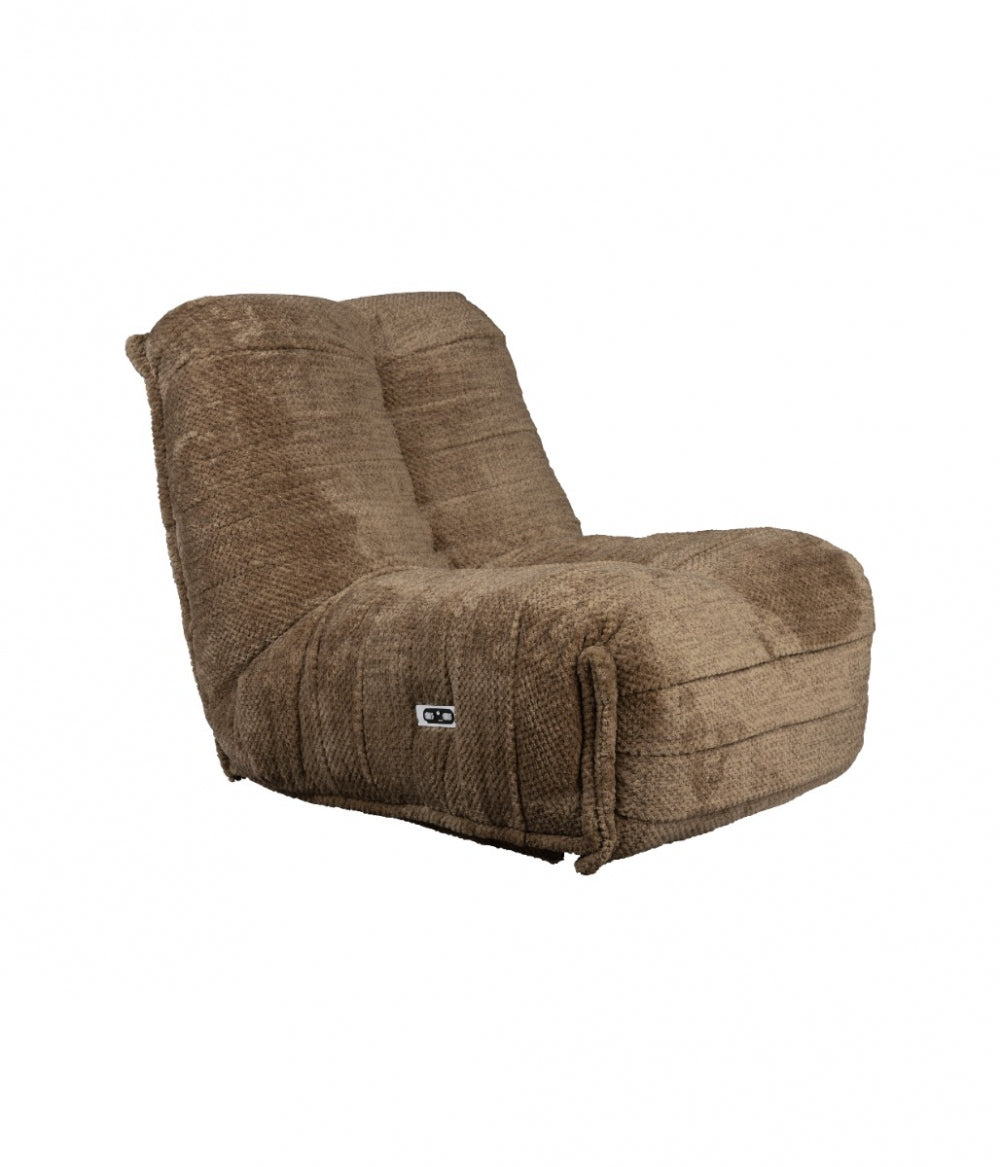 DUTCHBONE Hamilton recliner stol m. USB-stik brun polyester og træ