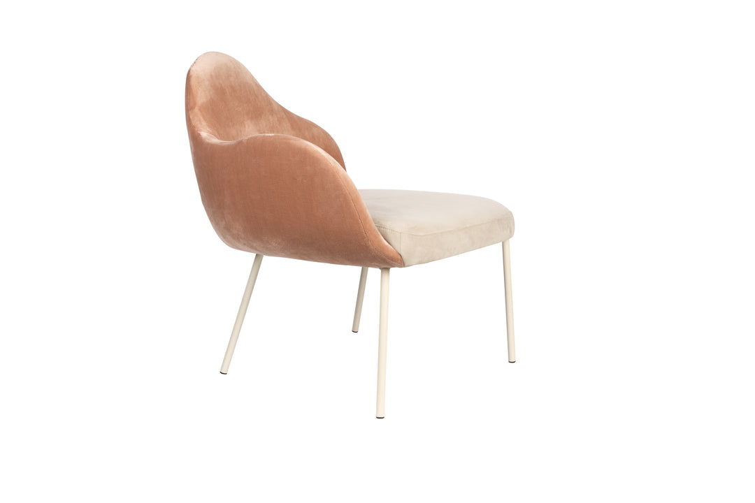 ZUIVER Friuli loungestol lyserød/beige polyester og beige stål