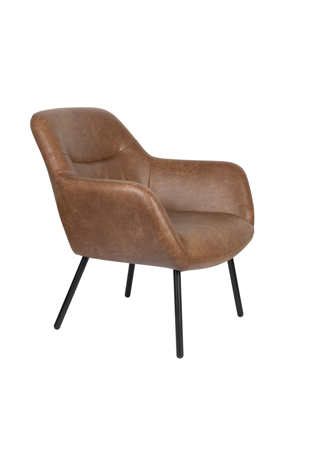 WHITE LABEL LIVING Dude loungestol m. armlæn vintage brun PU og stål
