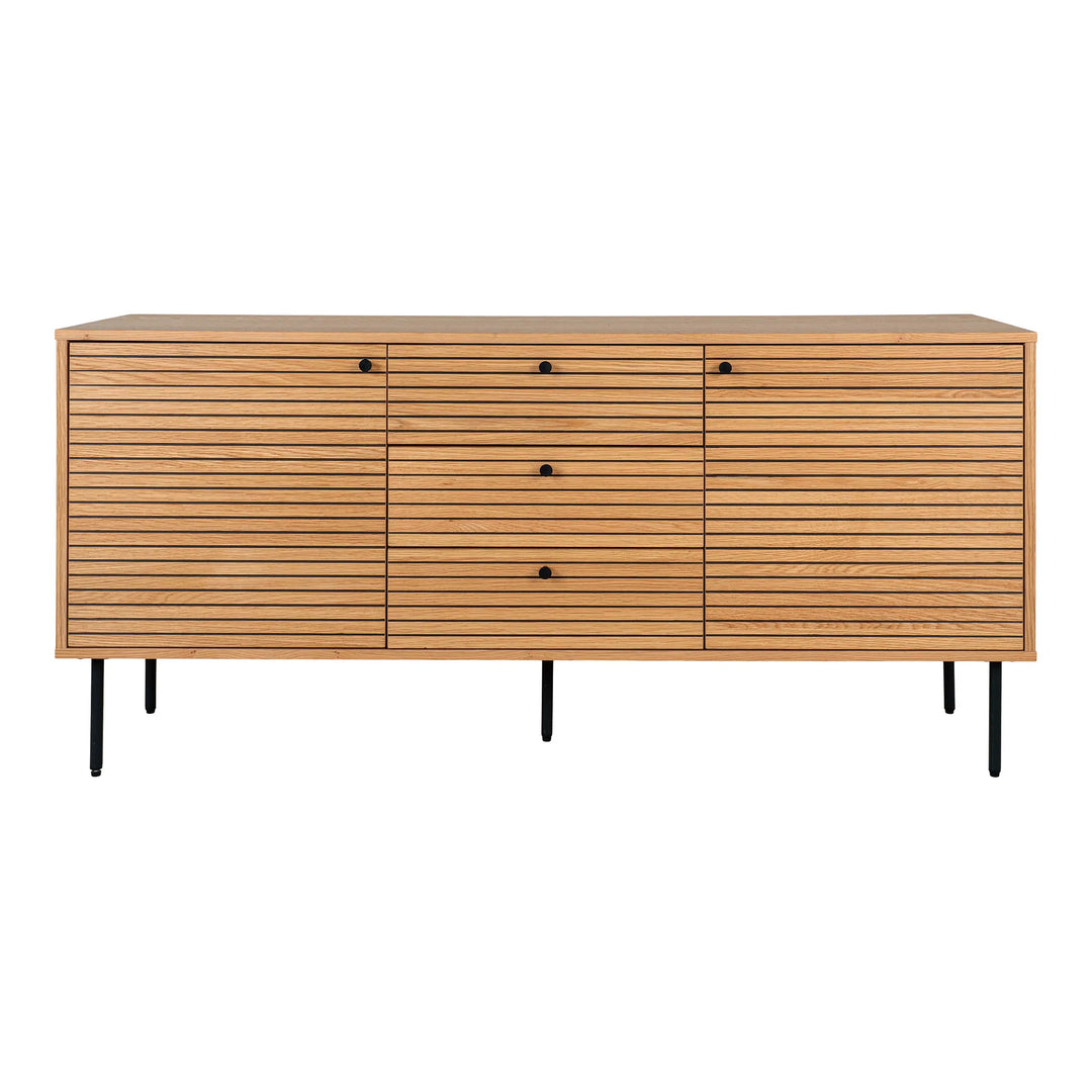 Produktbillede af HOUSE NORDIC  Skænk egefiner sorte metalben 3 skuffer 2 låger 150x40x74 cm i premium kvalitet