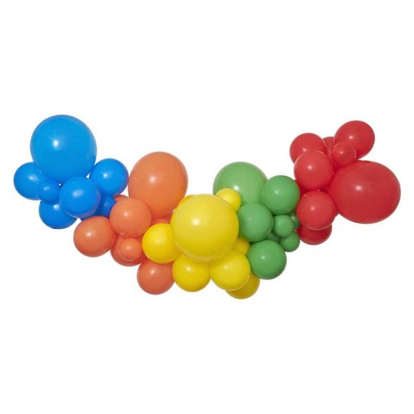 Produktbillede af Ballongirlande Gør-det-selv Regnbue 65 Balloner + Tape på tilbud i brug