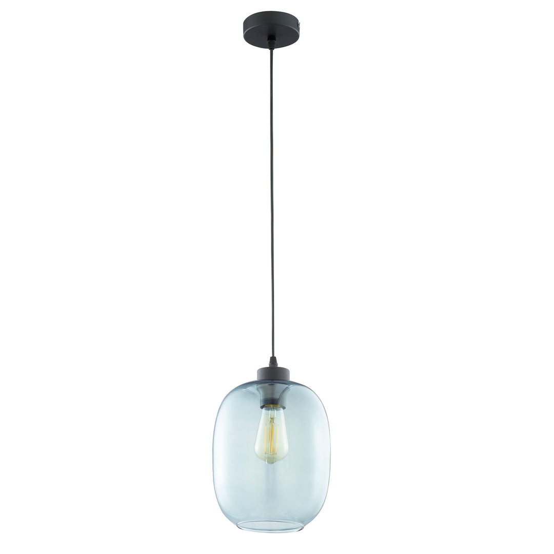TK Elio loftlampe blå glas og sort metal
