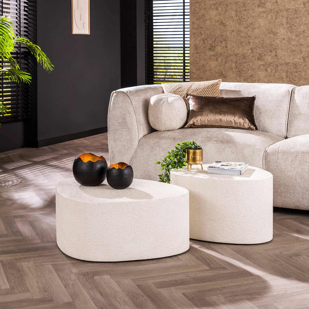 Produktbillede af Peak Sofabordssæt i hvid marmor composite organisk trekantet form på tilbud i høj kvalitet