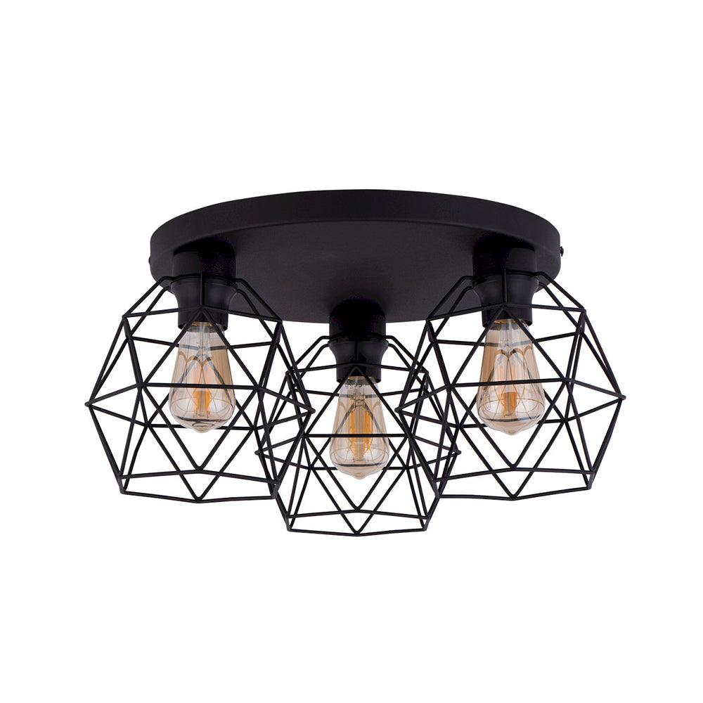 TK Galaxy loftlampe m. 3 skærme sort metal