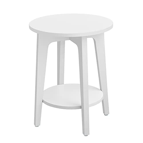 VASAGLE sidebord m. 1 hylde rund hvid spånplade Ø40
