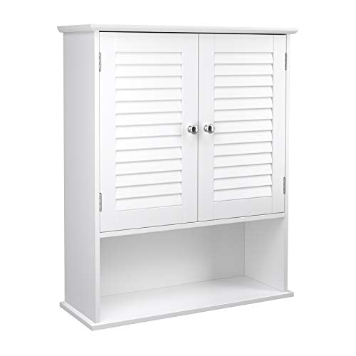 VASAGLE badeværelsesvægskab m. 2 låger 1 hylde 1 rum hvid MDF