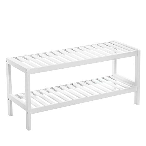 SONGMICS skohylde m. 2 hylder hvid bambus