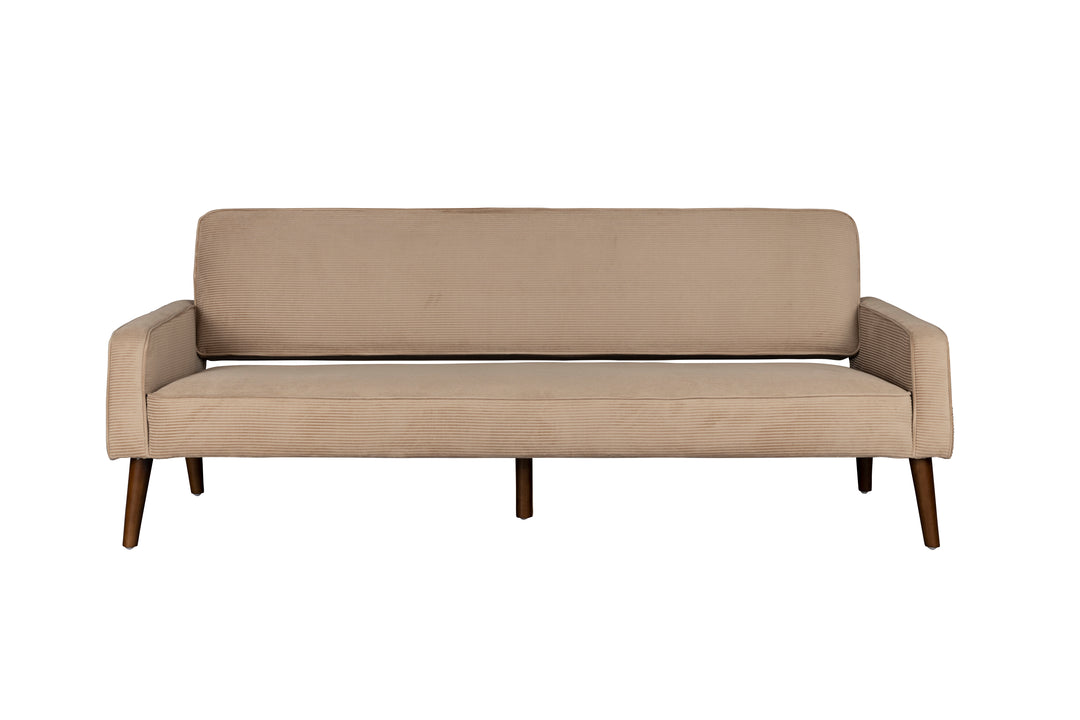 DUTCHBONE Preston sofa beige fløjl stof og brun gummitræ