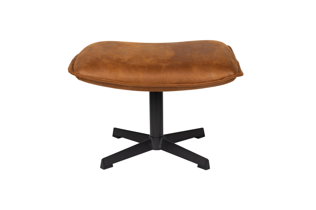 WHITE LABEL LIVING John skammel rektangulær cognac kunstlæder og metal 60x40