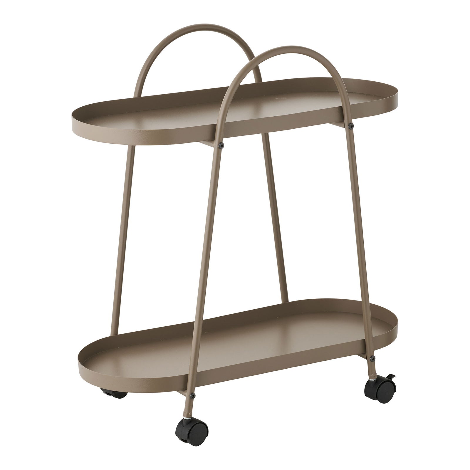 Produktbillede af HOUSE NORDIC  Empoli barvogn m. 2 hylder og hjul brun stål 60x27,5 i premium kvalitet
