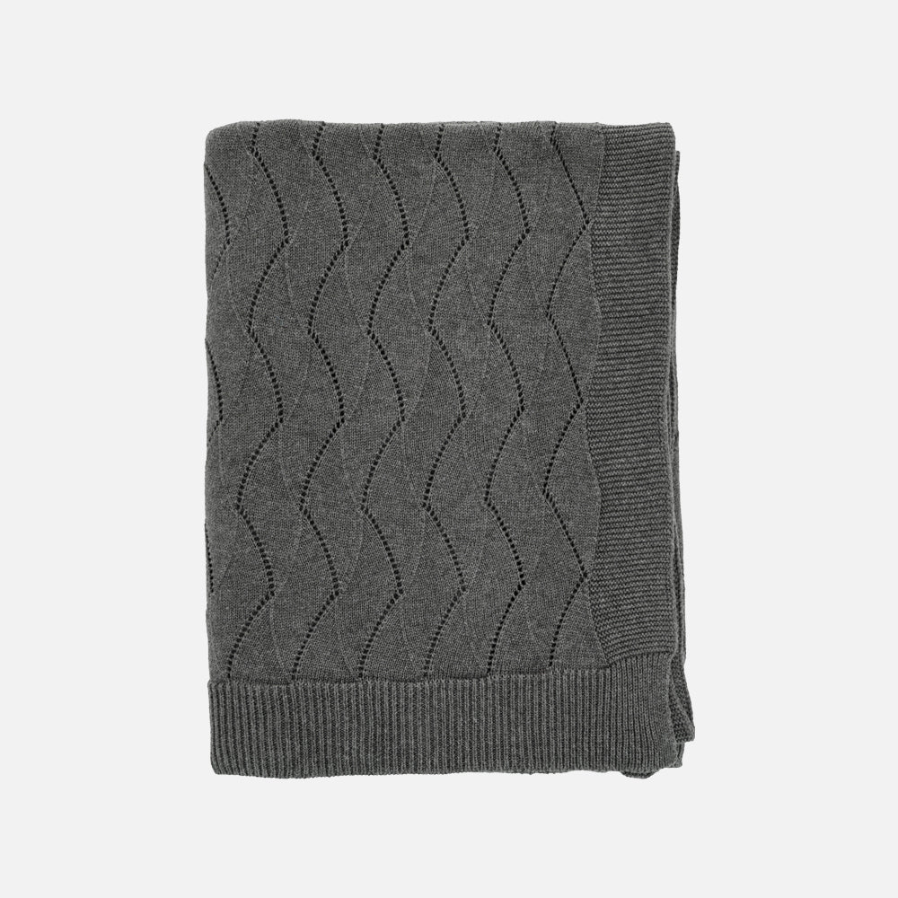 Produktbillede af GENTLE Strikket plaid Mørkegrå på tilbud i høj kvalitet