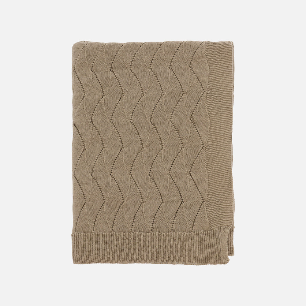 Produktbillede af GENTLE Strikket plaid Beige på tilbud i høj kvalitet