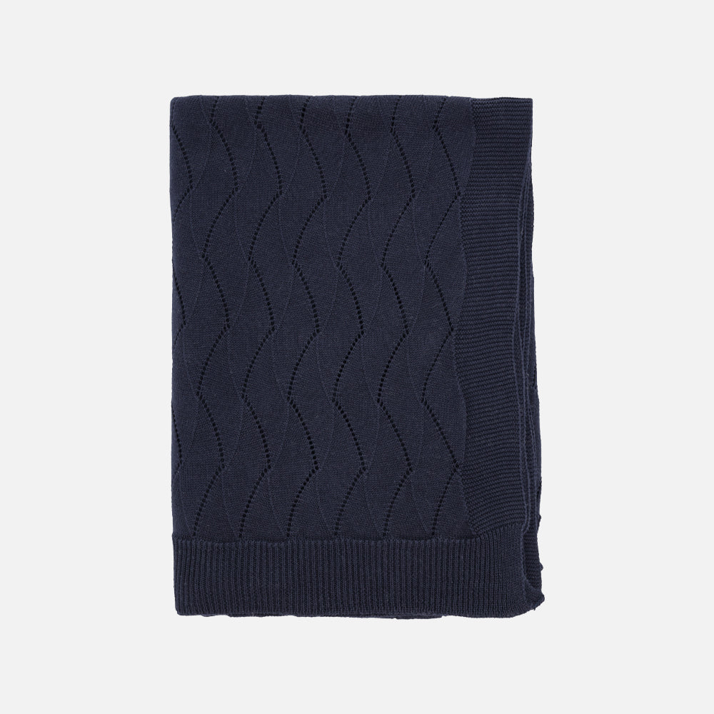 Produktbillede af GENTLE Strikket plaid Mørkeblå på tilbud i høj kvalitet