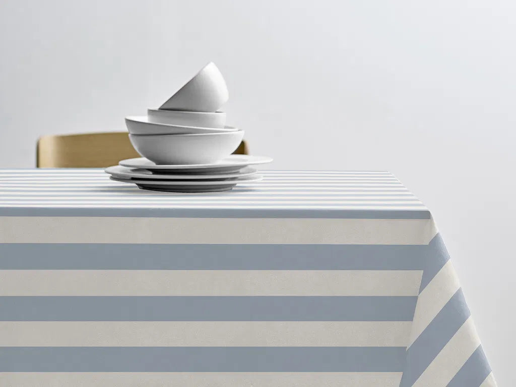 Produktbillede af Södahl Akryldug med antislip Parallel Linen blue i metermål i premium kvalitet