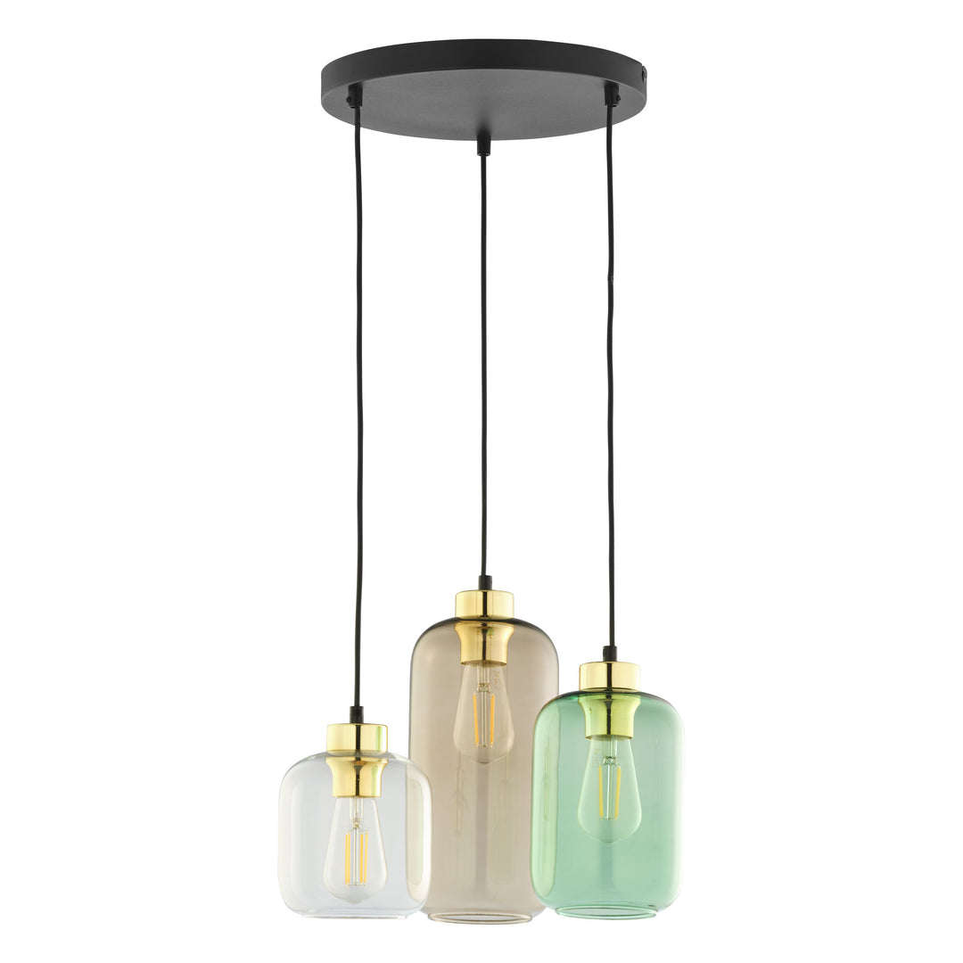 TK Marco loftlampe m. 3 skærme multifarvet glas