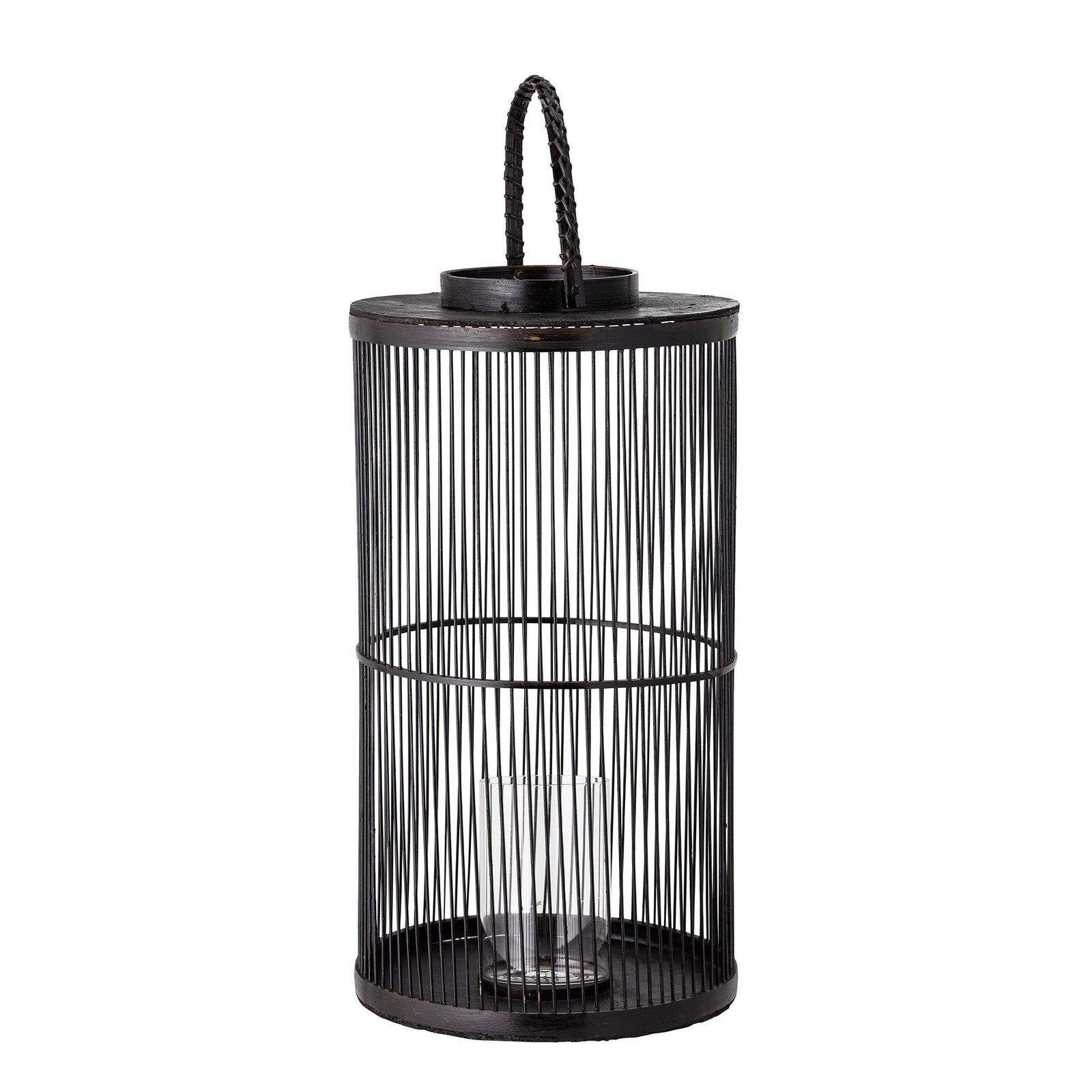 Produktbillede af BLOOMINGVILLE Effie Lanterne m/Glas Sort Bambus i premium kvalitet