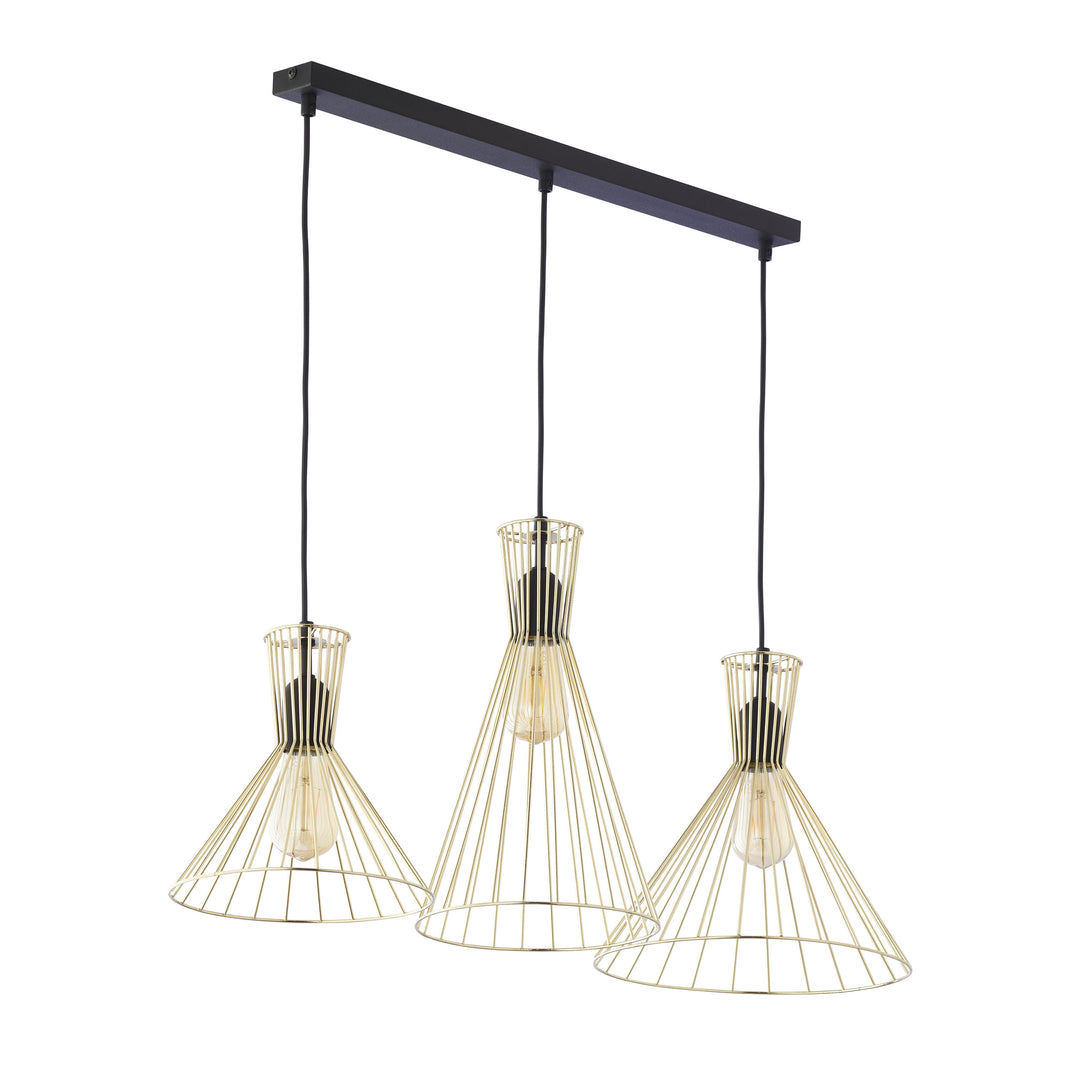 TK Sahara loftlampe m. 3 skærme guld metal