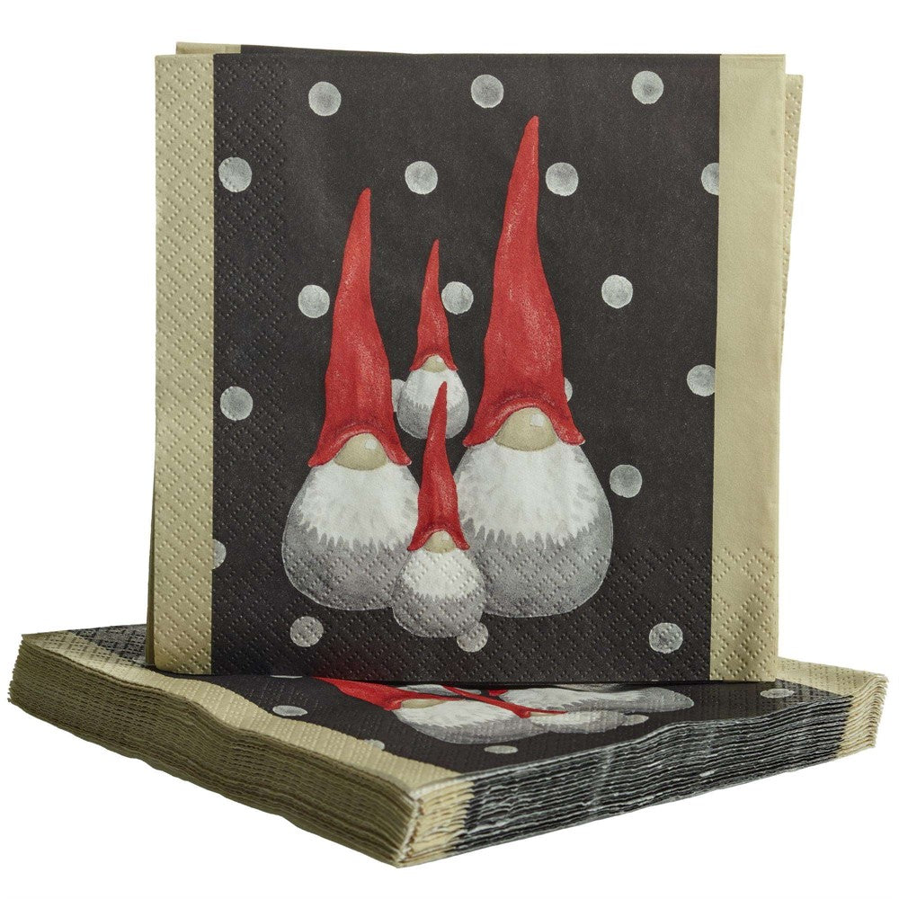 Produktbillede af Nääsgränsgården Papirserviet Santa High Hat black/beige 25x25cm i premium kvalitet