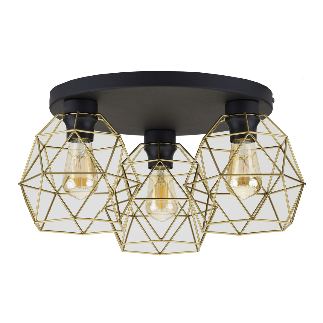 TK Galaxy loftlampe m. 3 skærme guld og sort metal